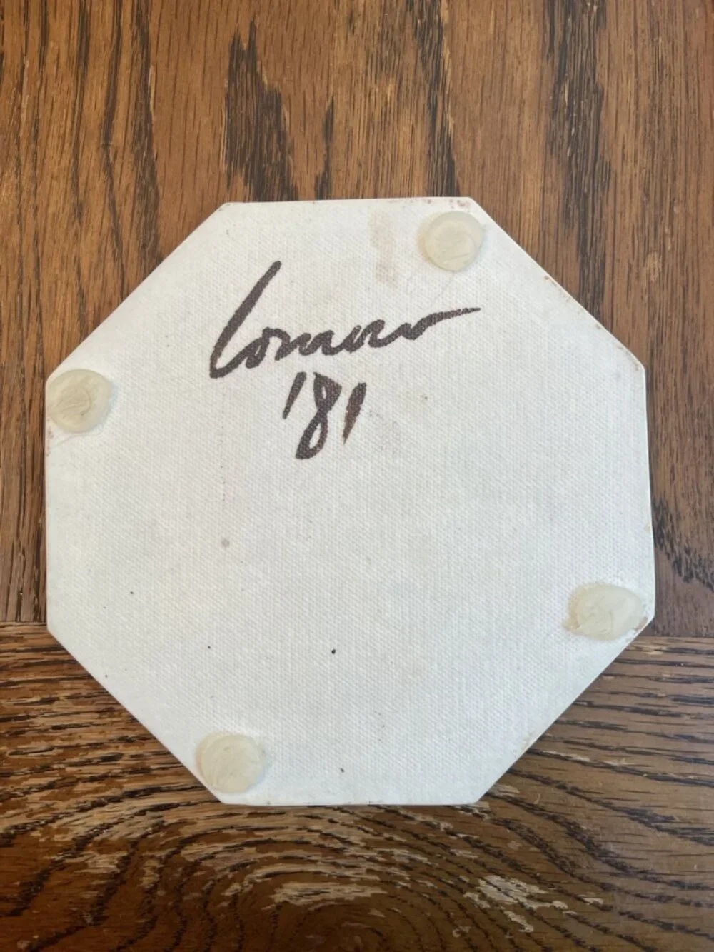 Retro Seagreen Swan Trivet 1981 Signed Octagon Stoneware Ceramic Decor